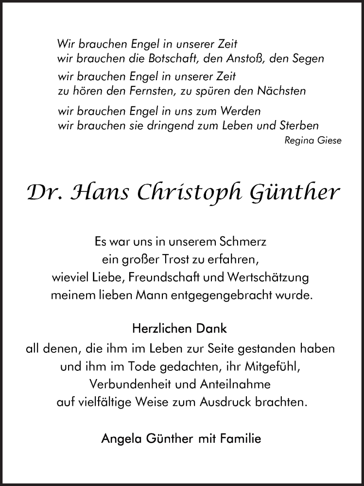  Traueranzeige für Hans Christoph Günther vom 27.12.2025 aus Mannheimer Morgen