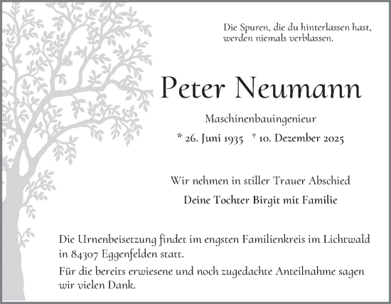Traueranzeige von Peter Neumann von Mannheimer Morgen