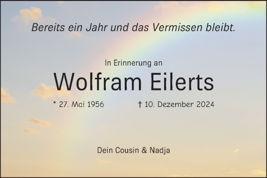 Traueranzeige von Wolfram Eilerts von Schwetzinger Zeitung