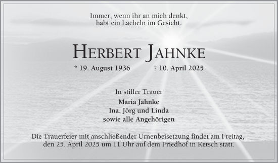 Traueranzeige von Herbert Jahnke von Schwetzinger Zeitung