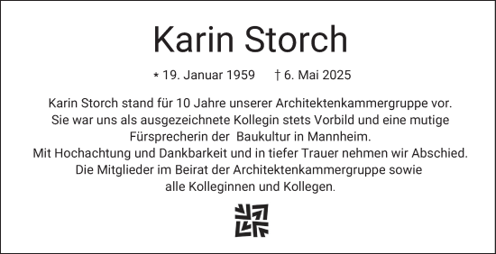 Traueranzeige von Karin Storch von Mannheimer Morgen