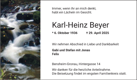 Traueranzeige von Karl-Heinz Beyer von Bergsträßer Anzeiger