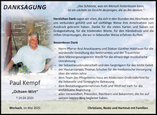 Traueranzeige von Paul Kempf von Fränkische Nachrichten