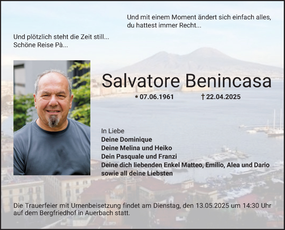  Traueranzeige für Salvatore Benincasa vom 03.05.2025 aus Bergsträßer Anzeiger