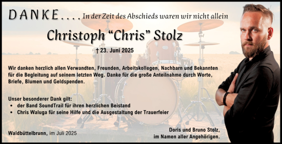 Traueranzeige von Christoph Stolz von Fränkische Nachrichten