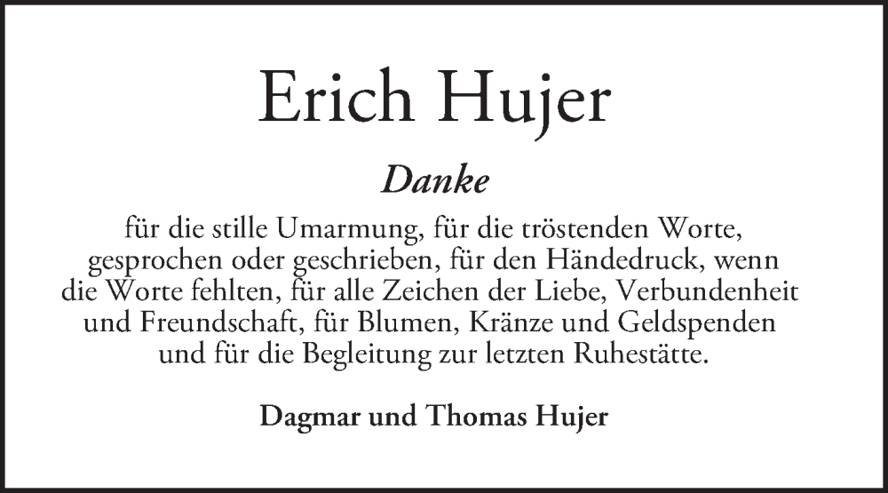  Traueranzeige für Erich Hujer vom 12.07.2025 aus Mannheimer Morgen