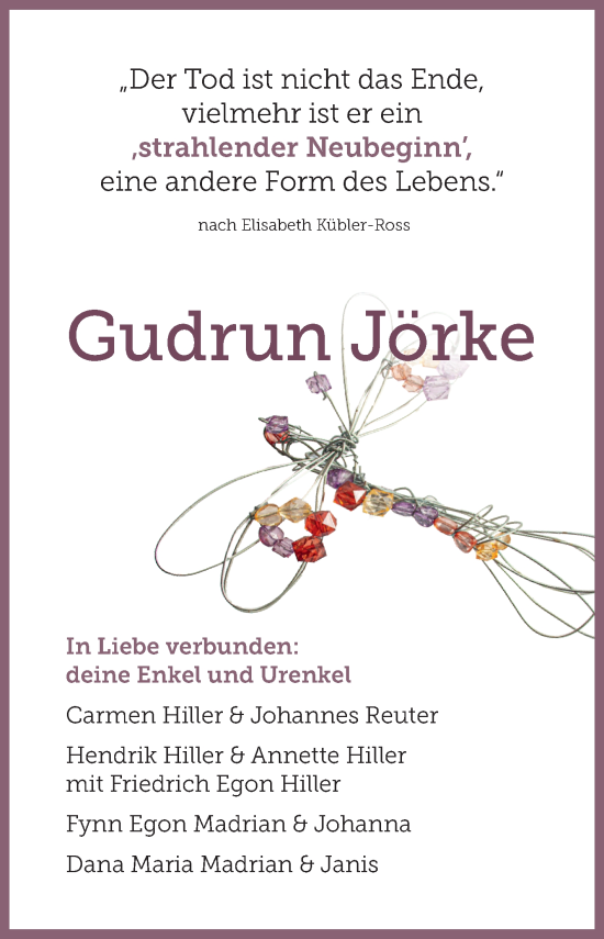 Traueranzeige von Gudrun Jörke von Fränkische Nachrichten