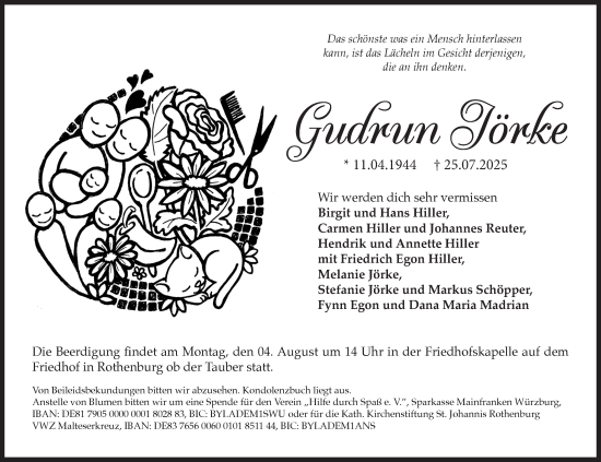 Traueranzeige von Gudrun Jörke von Fränkische Nachrichten