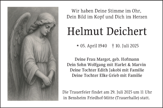 Traueranzeige von Helmut Deichert von Bergsträßer Anzeiger