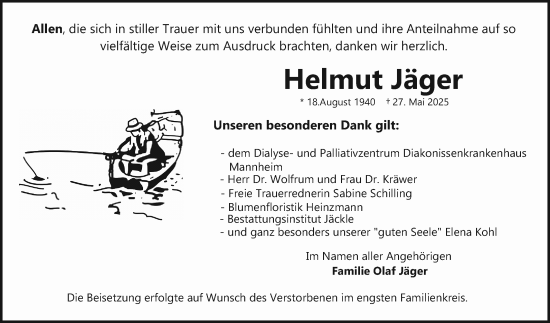 Traueranzeige von Helmut Jäger von Mannheimer Morgen