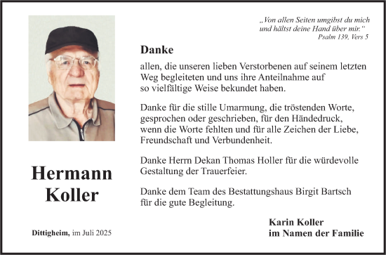 Traueranzeige von Hermann Koller von Fränkische Nachrichten