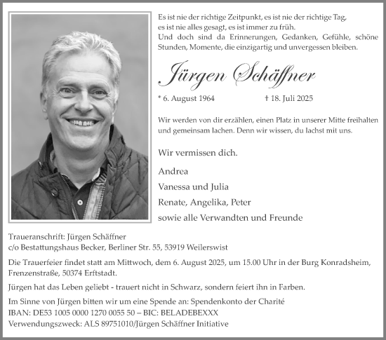Traueranzeige von Jürgen Schäffner von Mannheimer Morgen