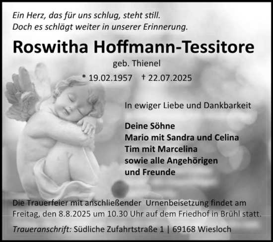 Traueranzeige von Roswitha Hoffmann-Tessitore von Mannheimer Morgen