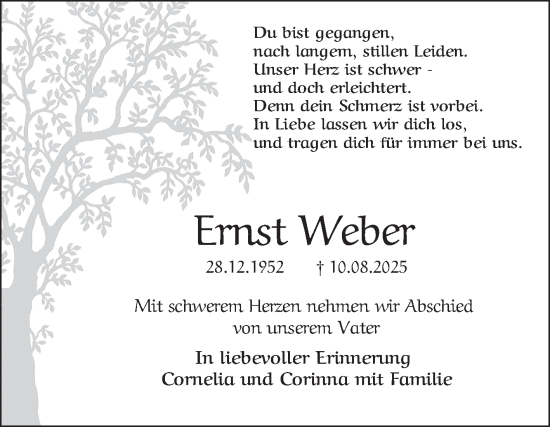 Traueranzeige von Ernst Weber von Mannheimer Morgen