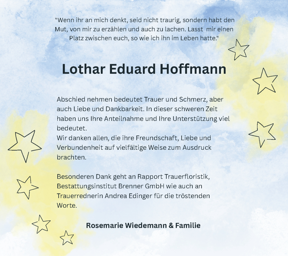  Traueranzeige für Lothar Eduard Hoffmann vom 23.08.2025 aus Schwetzinger Zeitung