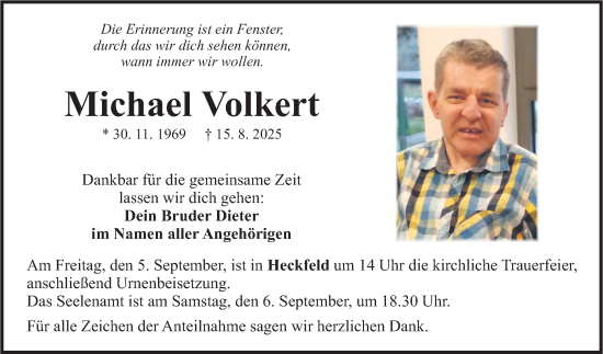 Traueranzeige von Michael Volkert von Fränkische Nachrichten