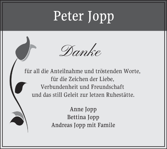 Traueranzeige von Peter Jopp von Fränkische Nachrichten