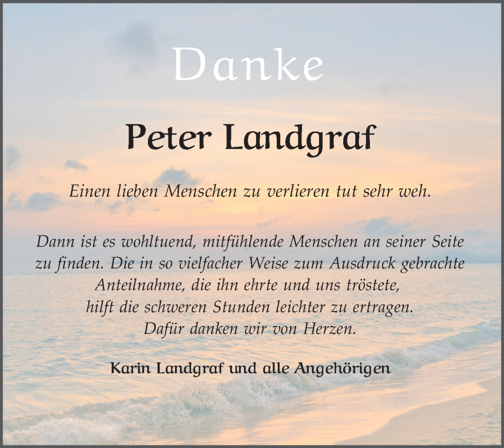  Traueranzeige für Peter Landgraf vom 27.09.2025 aus Mannheimer Morgen