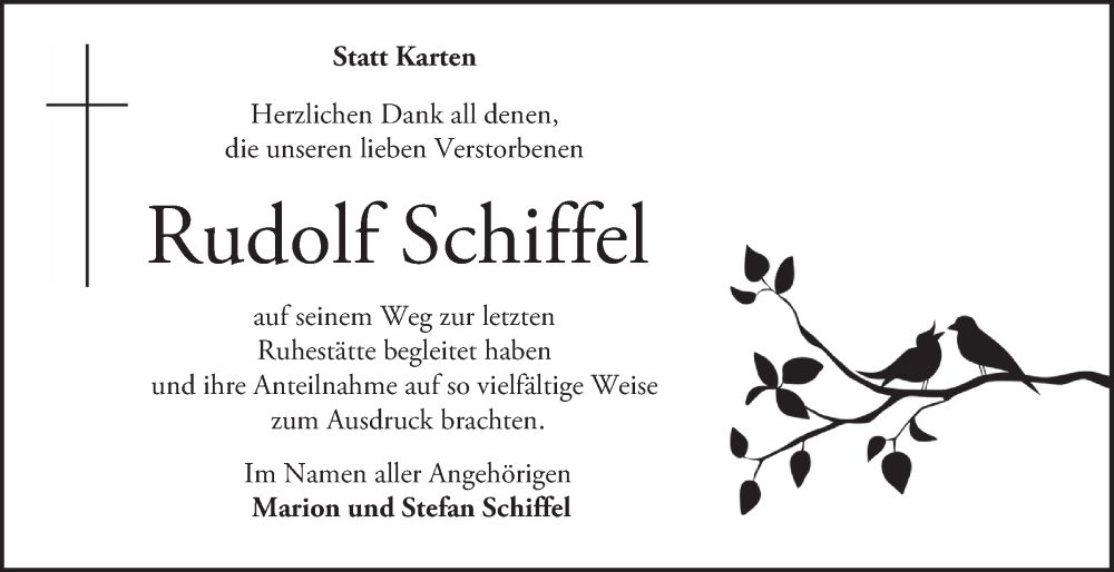  Traueranzeige für Rudolf Schiffel vom 20.09.2025 aus Bergsträßer Anzeiger