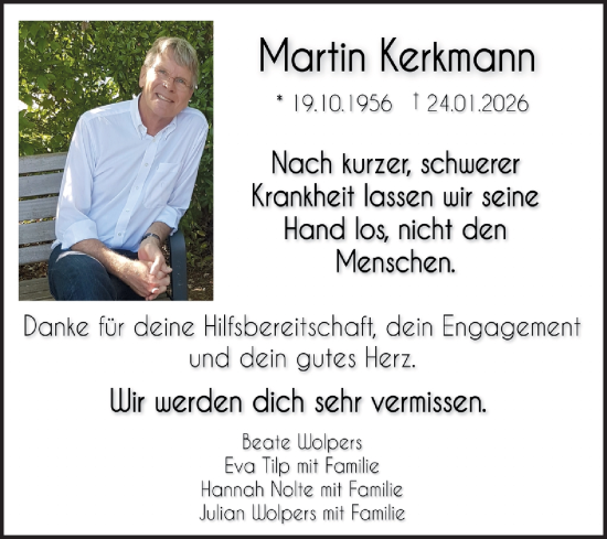 Traueranzeige von Martin Kerkmann von Mannheimer Morgen