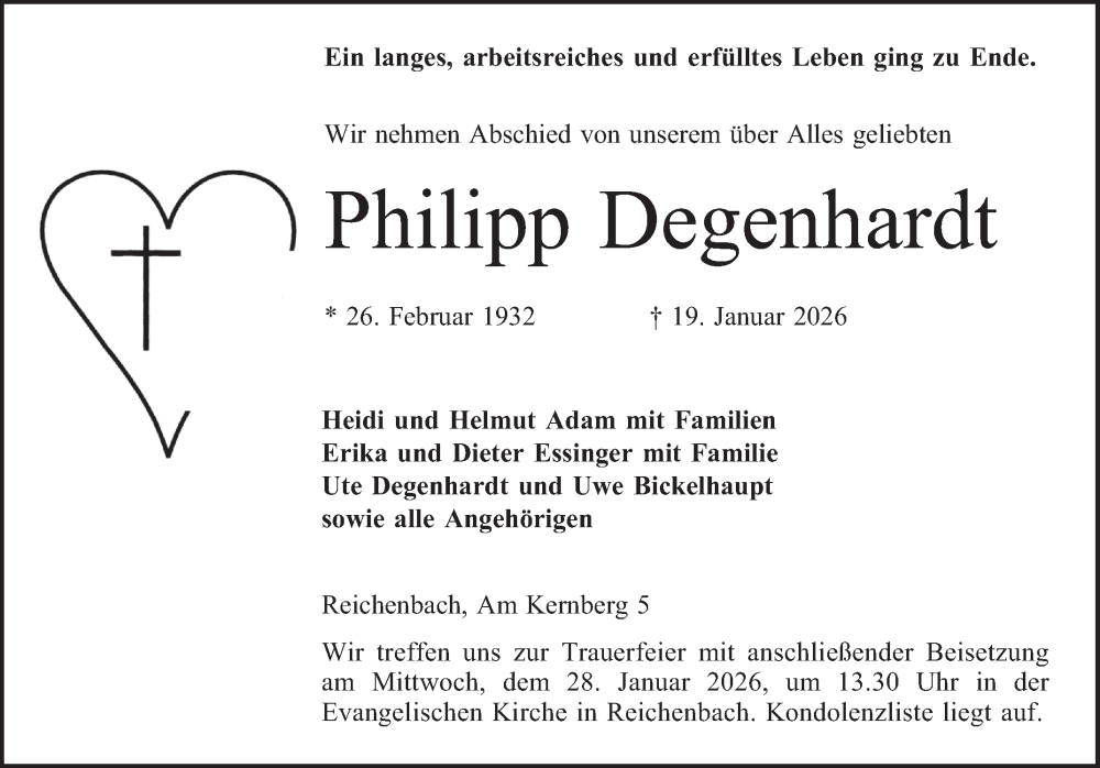  Traueranzeige für Philipp Degenhardt vom 24.01.2026 aus Bergsträßer Anzeiger