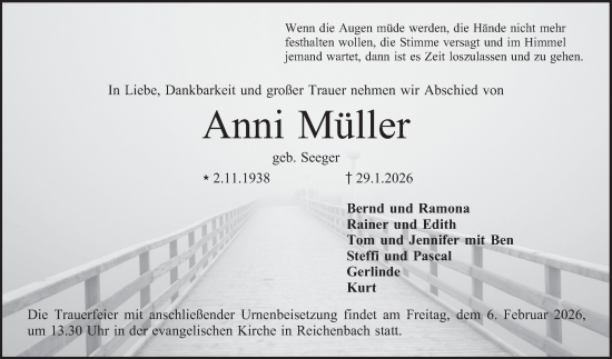 Traueranzeige von Anni Müller von Bergsträßer Anzeiger