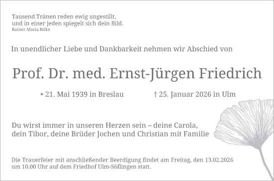 Traueranzeige von Ernst-Jürgen Friedrich von Bergsträßer Anzeiger