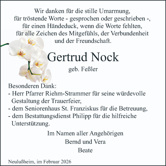 Traueranzeige von Gertrud Nock von Schwetzinger Zeitung